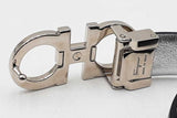 Ferragamo Black Leather Reversible Belt With Silver Tone Buckle Eb0126rxdu