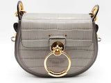 Chloe Tess Grey Crocodile Embossed Leather Crossbody Bag Do0824exzde