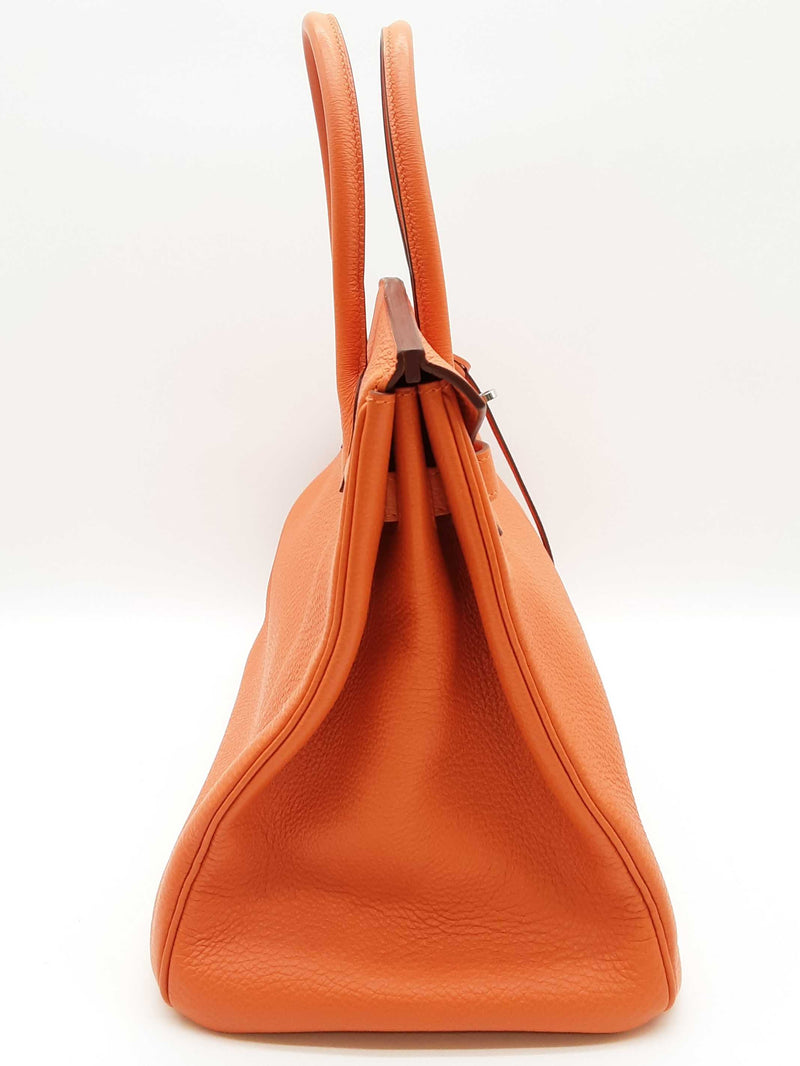 Hermes Birkin 35 Orange Togo Palladium Handbag Do0325crxzde