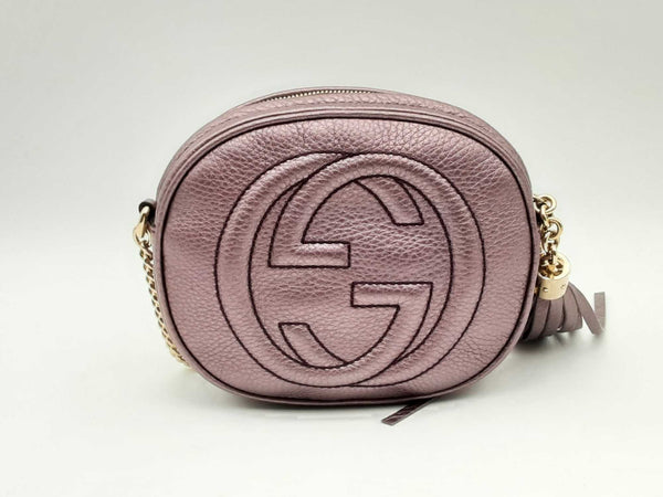 Gucci Metallic Pebbled Calfskin Mini Soho Chain Bag Hs0824wxzsa