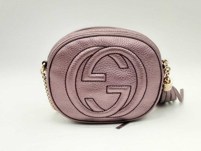 Gucci Metallic Pebbled Calfskin Mini Soho Chain Bag Hs0824wxzsa