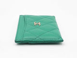 Chanel Classic Card Holder Wallet In Emerald Green Quilted Lambskin Fw0326wrzdu