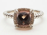 David Yurman Petite Albion Synthetic Morganite 0.925 Silver 3.4g Ring Size 7 Do0525lxzde