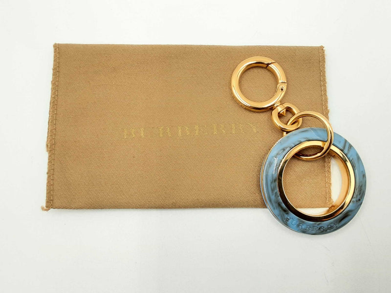 Burberry Gold-tone & Blue Marble Bag Charm & Key Ring Accessory Fw1124rxdu