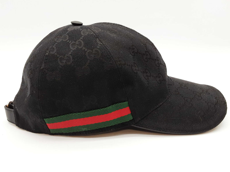 Gucci Black Gg Canvas Green Red Web Baseball Hat Size Xl Do1025lxzde