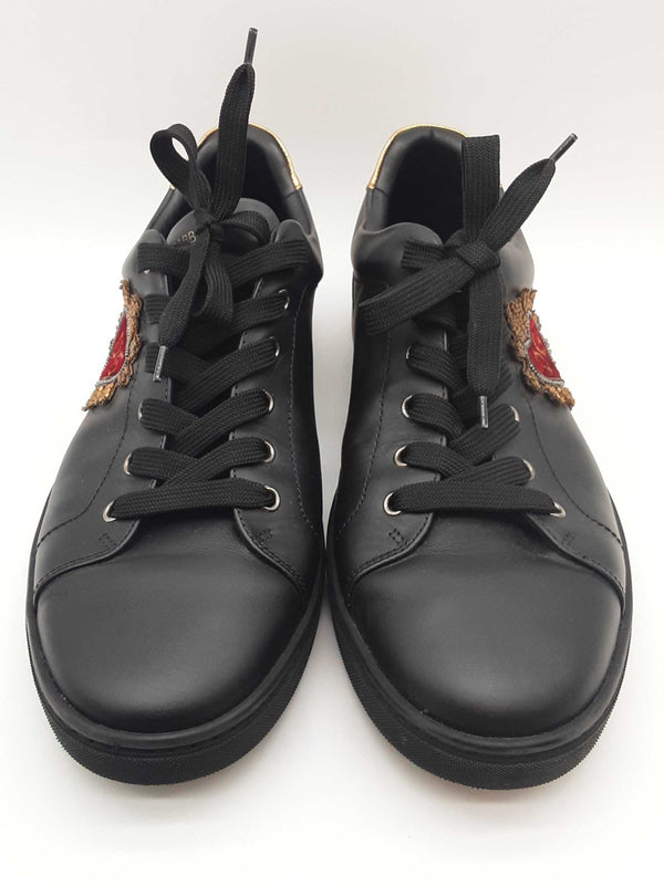 Dolce & Gabbana Dg Sacred Heart Black Leather Shoes Size Uk 10 Do0925lxzde