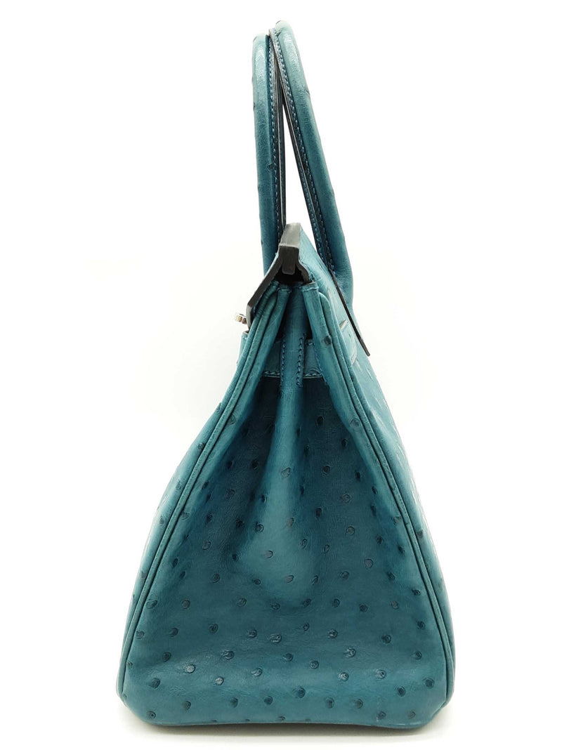 Hermes Birkin 30 Cobalt Blue Ostrich Palladium Hardware Handbag Do0825lexzxde