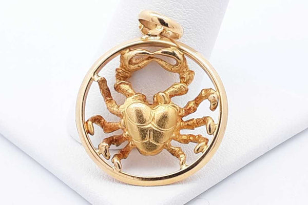 18k Yellow Gold Cancer Zodiac Pendant 7.2 Grams Eb1024woxsa