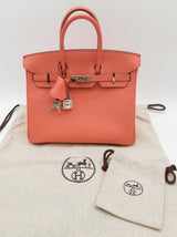 Hermes Birkin 25 Flamingo Pink Epsom Palladium Hardware Handbag Do0625lprxzde