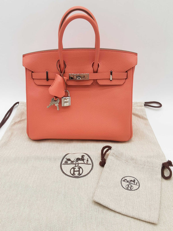 Hermes Birkin 25 Flamingo Pink Epsom Palladium Hardware Handbag Do0625lprxzde