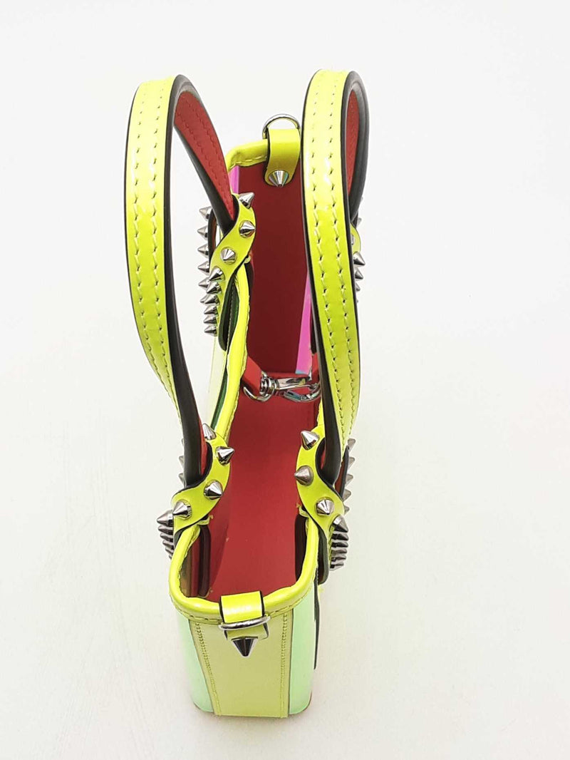 Christian Louboutin Cabata N/s Mini Neon Yellow Top Handle Bag Eb1224wxzsa