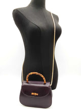 Gucci Purple Leather Bamboo Handle Chain Crossbody Bag Do0526prxde