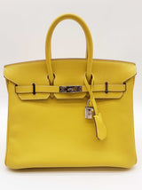 Hermes Birkin 25 Candy Lime Yellow Epsom Gray Interior Handbag Do0525lixzxde