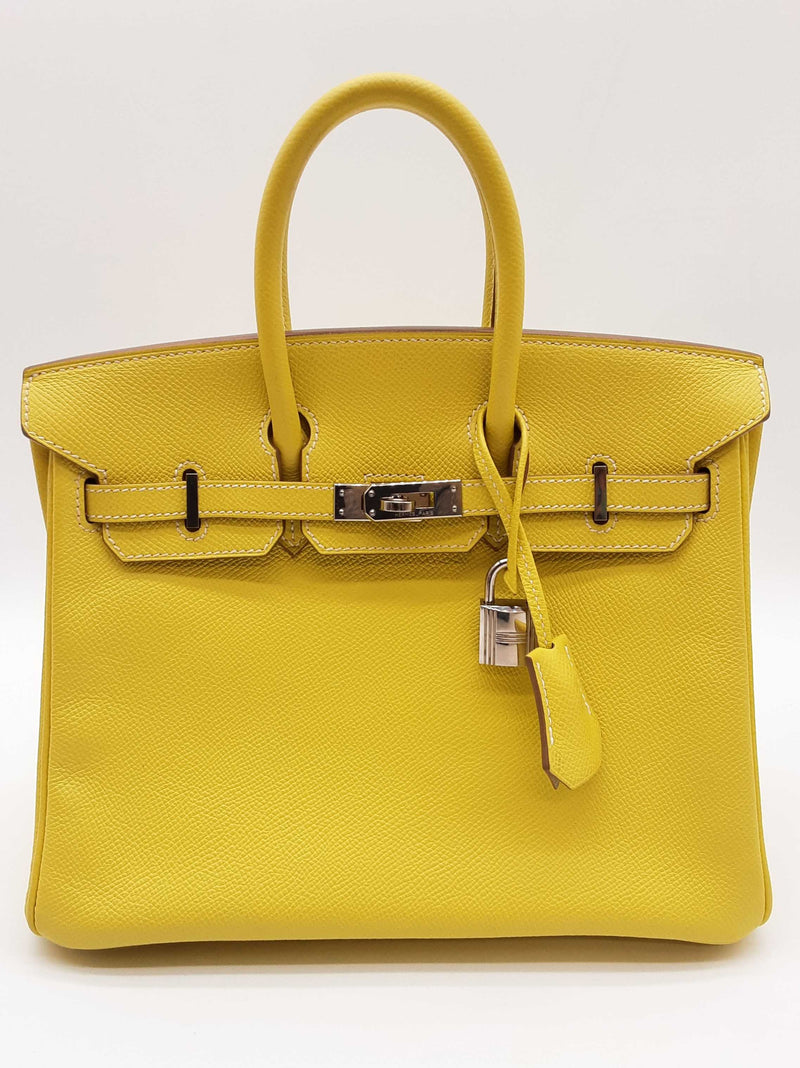Hermes Birkin 25 Candy Lime Yellow Epsom Gray Interior Handbag Do0525lixzxde