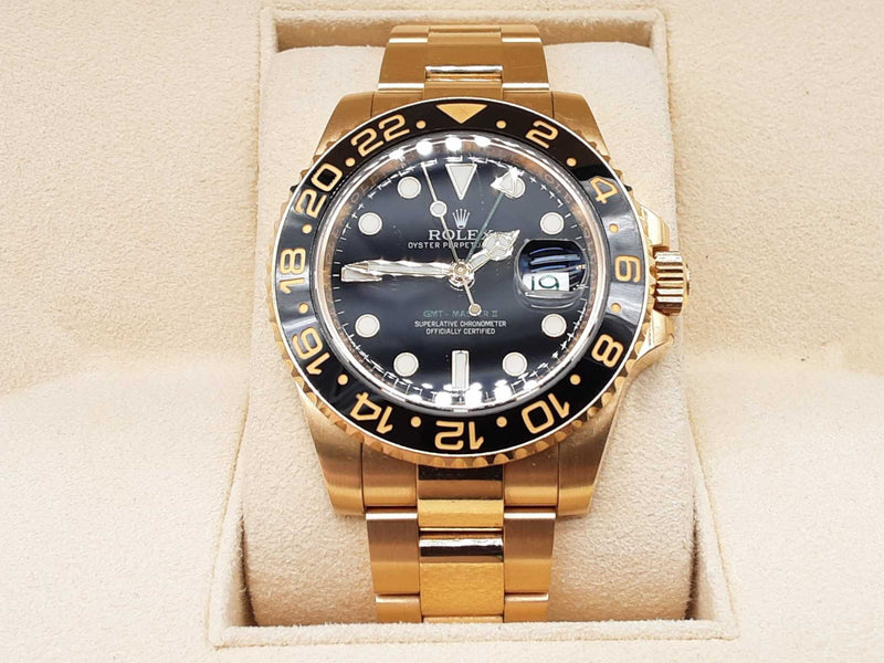 Rolex 40 Gmt Master Ii Black Dial 18k Yg Presidental Automatic Watch Do0125osxzxde