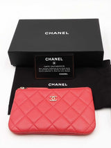 Chanel Red Quilted Caviar Leather Mini O-case Pouch Eb0226pxzdu