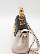 Versace La Medusa Black & White Leather Top Handle Bag Eb0926erxde