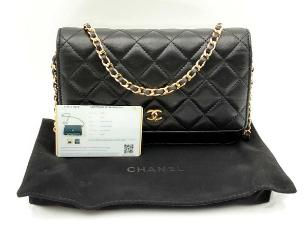 Chanel Classic Wallet On Chain Black Lambskin Shoulder Bag Fw1224lrxzdu