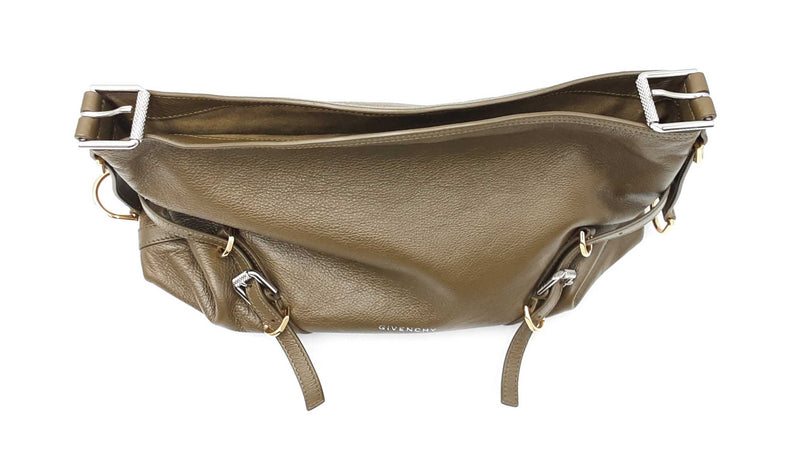 Givenchy Voyou Shoulder Bag In Dark Khaki Tumbled Leather Fw0925pzxdu