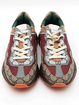 Gucci Rhyton Brick Red Gg Canvas Sneakers Size 38 Eb0725lxzdu