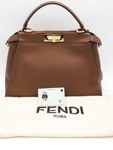 Fendi Peekaboo Brown Leather Top Handle Bag Eb0626pxzsa