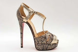 Christian Louboutin Glennalta Glitter Gold Metallic Snakeskin Pumps Eb0225lxzsa