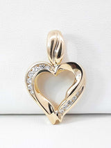 0.21 Cttw Diamond & 14k Yellow Gold Open Heart Pendant 8.2 Grams Fw0726rxzdu
