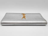 Yves Saint Laurent Ysl Metallic Silver Leather Clutch Do0526prxde
