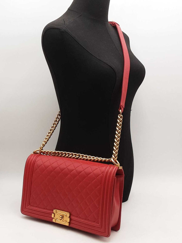 Chanel Large Boy Bag Red Handbag Aa1025ozxzsa