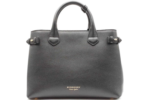 Burberry Black Leather House Check Banner Tote Bag Eb1025prxdu