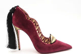 Christian Louboutin Hot Chick Kiss Burgundy Velvet Pumps Size 38 Eb0526oxzsa