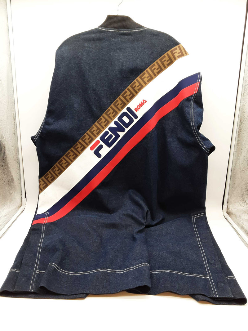 Fendi X Fila Denim Zip Up Trench Coat Size Italian 54 Do0925wxzde