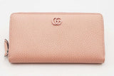 Gucci Gg Pebbled Pink Leather Zip Around Wallet Eb0225oxzsa