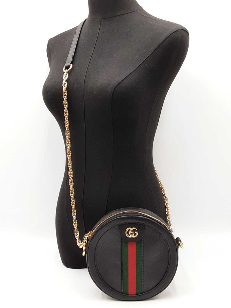 Gucci Mini Ophidia Web Crossbody In Black Leather Fw1025wixdu