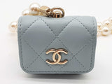 Chanel Light Blue Quilted Leather Airpod Case Do0426sxzde