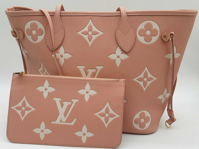 Louis Vuitton Neverfull Pink Creme Monogram Empreinte Leather Tote Bag Do0924lwxzde