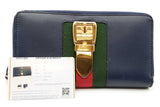 Gucci Sylvie Zip Around Blue Leather Wallet Eb0726oxzde