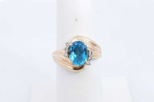 Blue Gemstone Ring In 14k Yellow Gold 5.2 Grams Size 6.5 Eb0824lrxsa