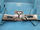 Hermes Birkin 35 Bleu Jean Blue Clemence Palladium Hardware Handbag Do0925erxzde