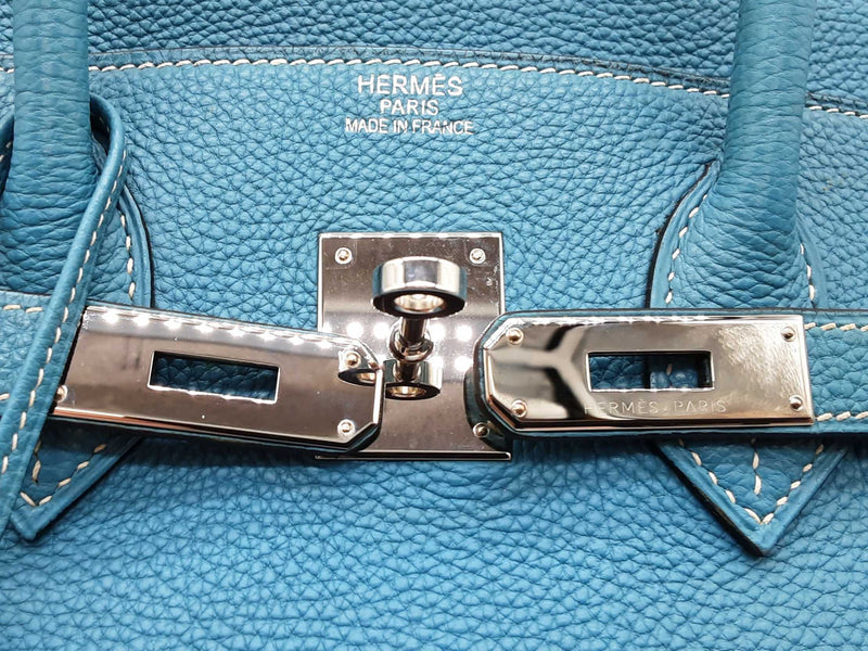Hermes Birkin 35 Bleu Jean Blue Clemence Palladium Hardware Handbag Do0925erxzde