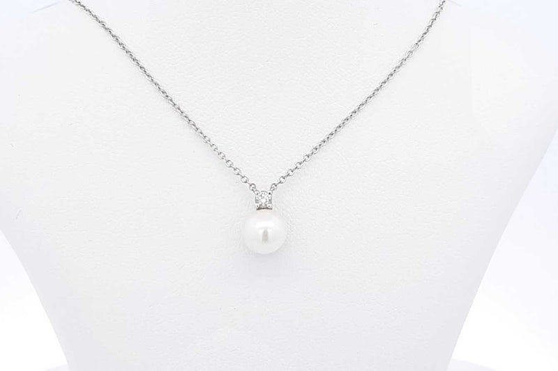 Tiffany & Co. 18k White Gold Chain With Pearl Pendant 16 Inch, 2.58g Eb0324oorsa