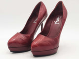 Yves Saint Laurent Rive Gauche Leather Pumps Red Size 7.5 Aa1025pzsa