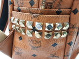 Mcm Stark Cognac Tan Visetos Coated Canvas Side Studded Backpack Do0825lexde