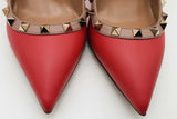 Valentino Garavani Rockstud Red Leather Pumps Size 38 Eb0626lxzsa