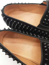 Christian Louboutin Spiked Roller Boat Black Suede Sneakers Size 44.5 Eb925orxde