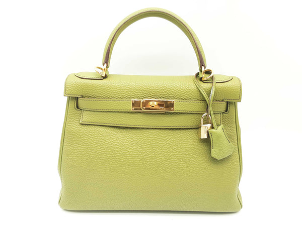 Hermes Kelly 28 Vert Anis Green Togo Gold Hardware Handbag Do0323sezxde