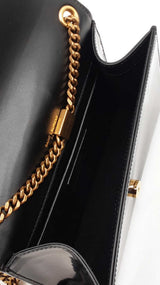 Yves Saint Laurent Small Kate Chain Bag In Alabaster & Black Leather Fw0926ezxdu