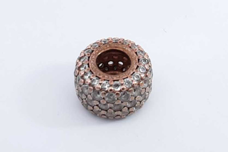 Pandora Rose Gold Plated Sparkling Pave Triple Row Charm 2.3 Grams Eb1024rdu