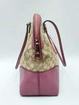 Gucci Gg Bree Beige & Mauve Canvas & Leather Dome Bag Fw1224oxzdu