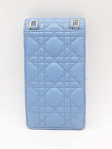 Christian Dior Cannage Caro Blue Leather Phone Pouch Crossbody Eb0425rxzsa